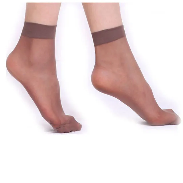 10 Pairs Ladies Ultra Thin Sheer Transparent Trouser Socks