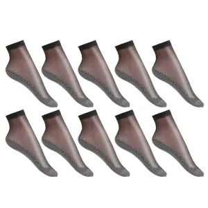 10 Pairs Spring Summer Fall Women's Soft Socks Thin Silk Socks Non-Slip Bottom Splice Fashion Transparent Ladies Breathable Socks