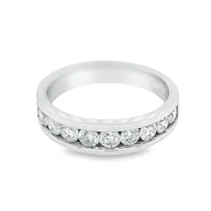 14K White Gold 0.75CT Nine Diamond Anniversary Band