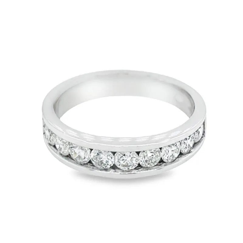 14K White Gold 0.75CT Nine Diamond Anniversary Band