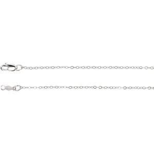14k White Gold 1.2mm Flat Cable Chain w/ Lobster Closure - Various Lengths