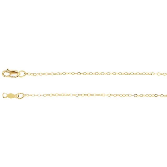 14k Yellow Gold 1.2mm Flat Cable Chain w/ Lobster Closure - Various Lengths