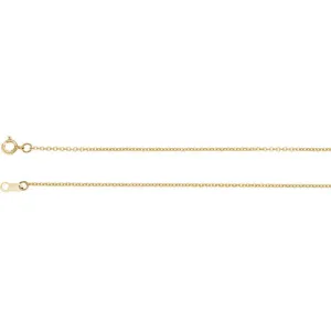 14k Yellow Gold 1mm Cable Chain w/ Spring Ring Closure - Various Lengths