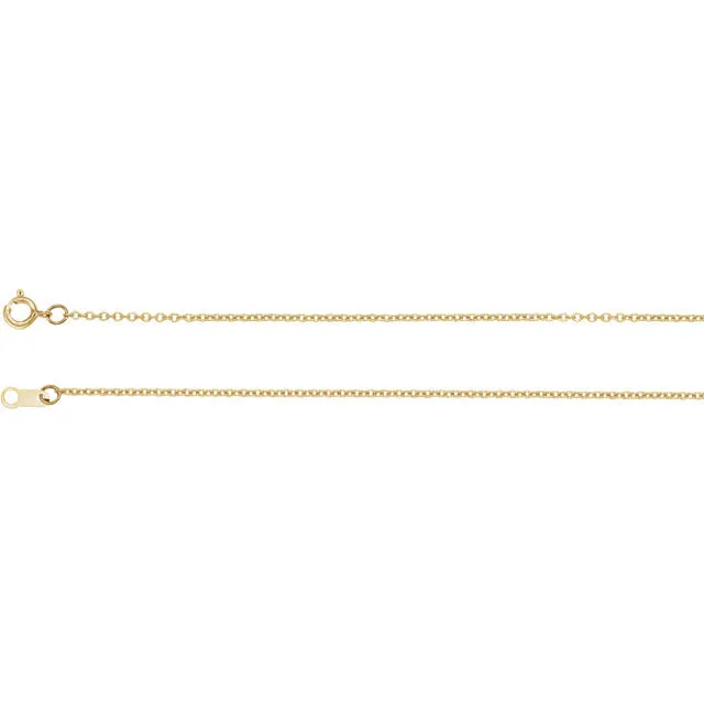 14k Yellow Gold 1mm Cable Chain w/ Spring Ring Closure - Various Lengths