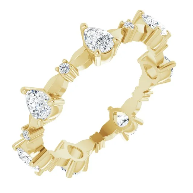 1.54 ct. Pear Diamond Eternity Band Stackable Ring
