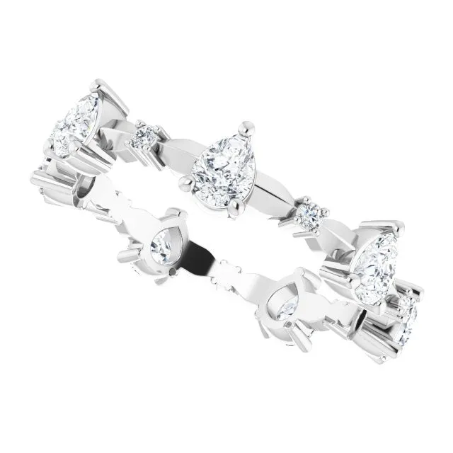 1.54 ct. Pear Diamond Eternity Band Stackable Ring