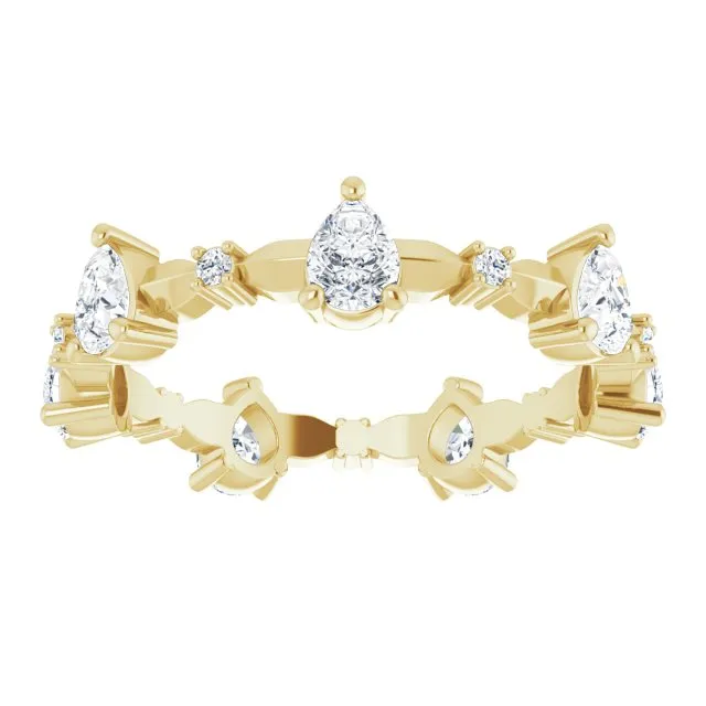1.54 ct. Pear Diamond Eternity Band Stackable Ring