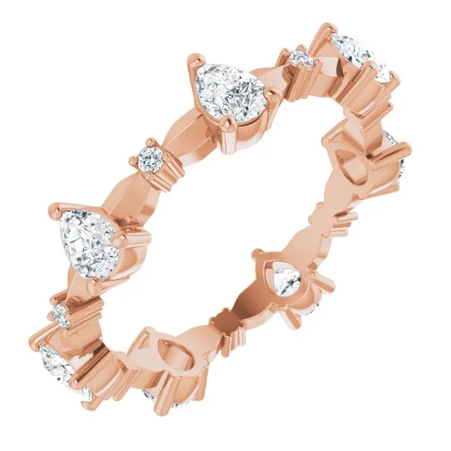 1.54 ct. Pear Diamond Eternity Band Stackable Ring