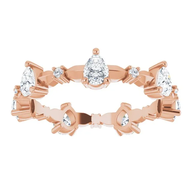 1.54 ct. Pear Diamond Eternity Band Stackable Ring
