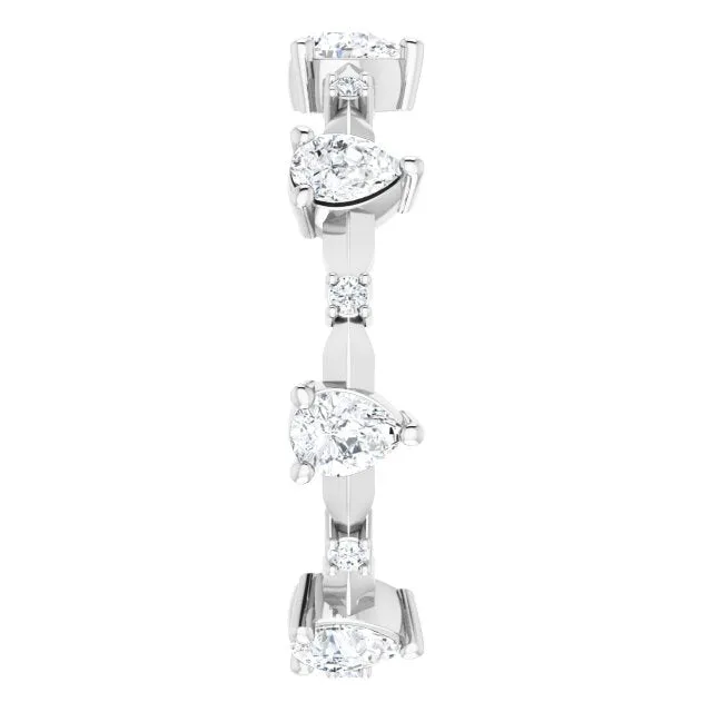 1.54 ct. Pear Diamond Eternity Band Stackable Ring