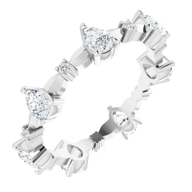 1.54 ct. Pear Diamond Eternity Band Stackable Ring