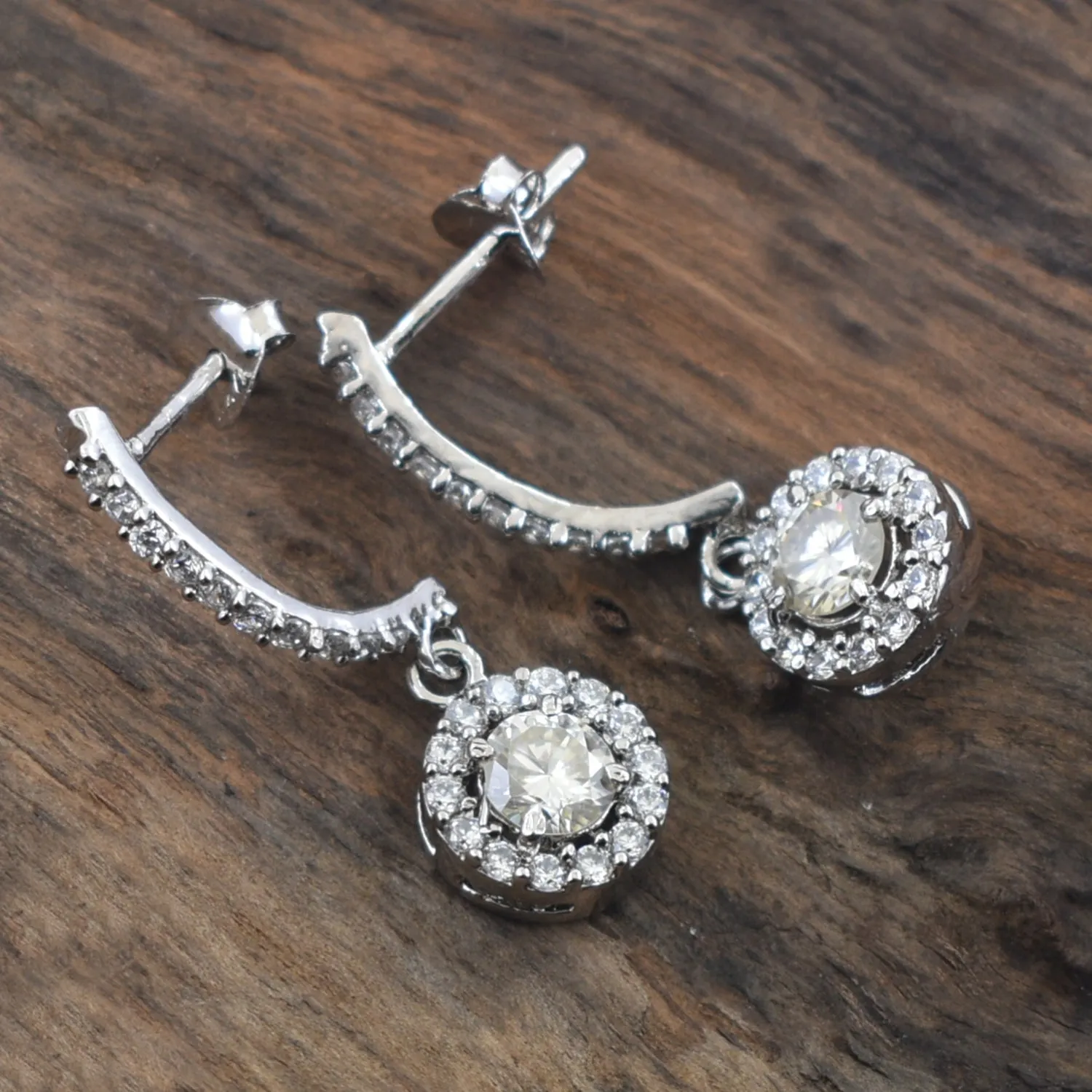 1.60 Ct Designer Off White Diamond Dangler Earrings With Accents! Gorgeous Look & Great Shine! Gift For Birthday!