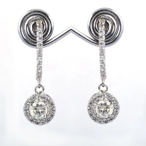 1.60 Ct Designer Off White Diamond Dangler Earrings With Accents! Gorgeous Look & Great Shine! Gift For Birthday!
