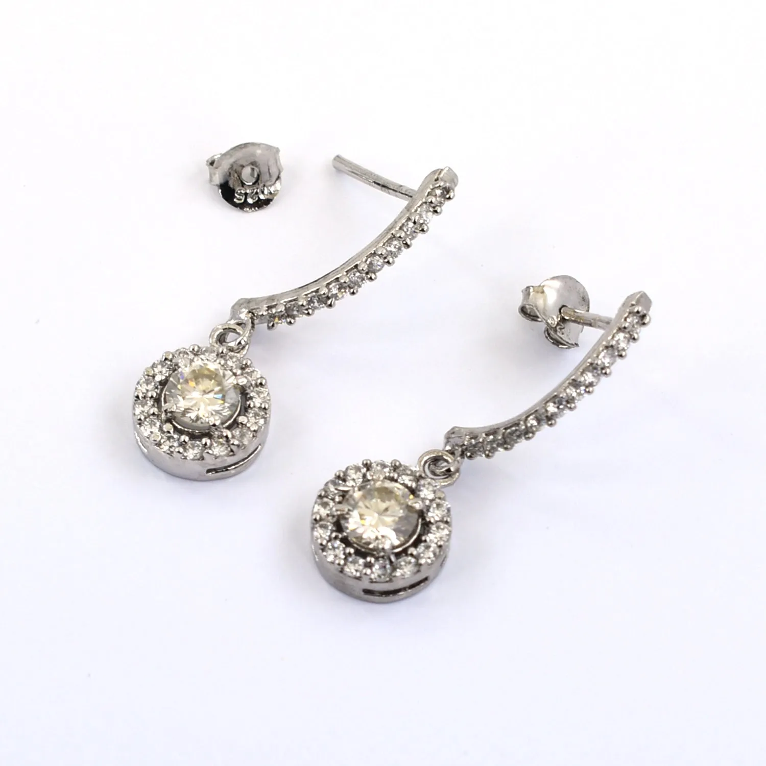 1.60 Ct Designer Off White Diamond Dangler Earrings With Accents! Gorgeous Look & Great Shine! Gift For Birthday!