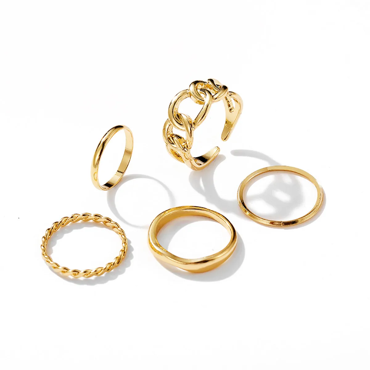 18K Gold-Plated Cable Chain Open Ring Set