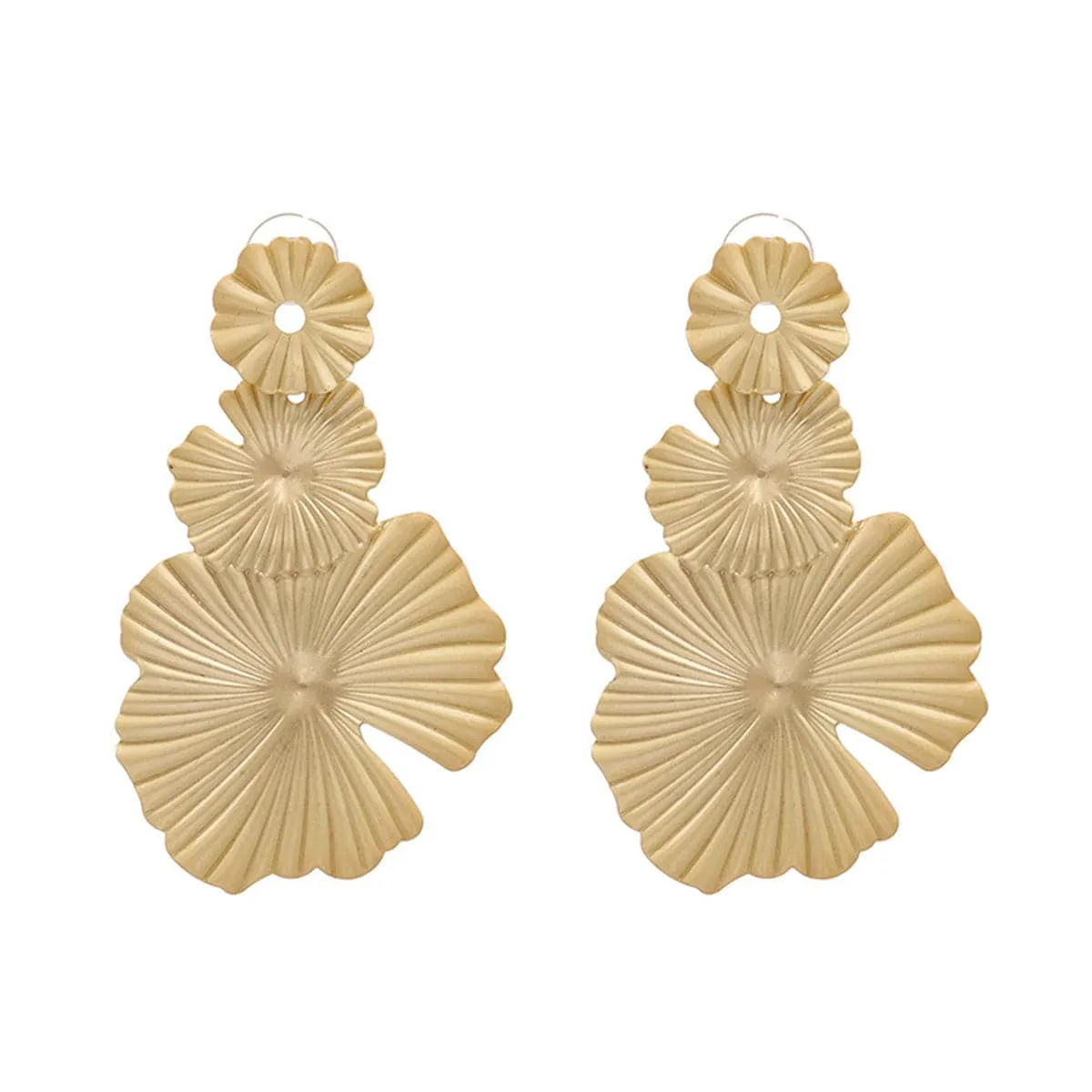 18K Gold-Plated Textured Lotus Leaf Drop Earrings