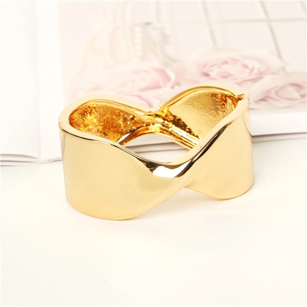 18K Gold-Plated Twisted Bangle