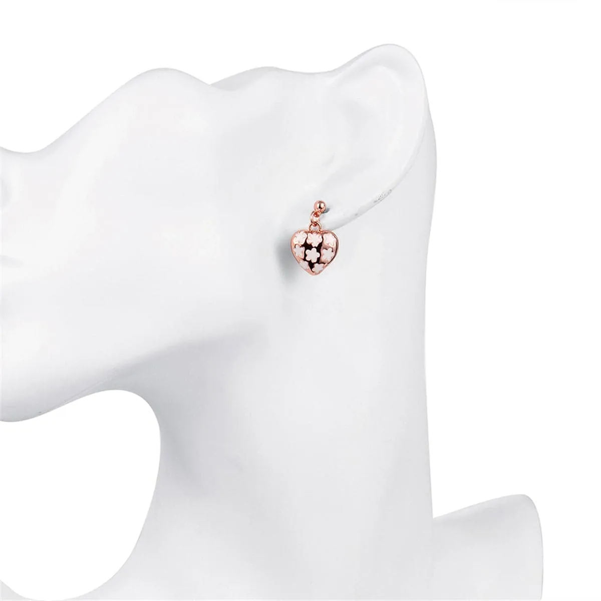 18K Rose Gold-Plated Heart Drop Earrings