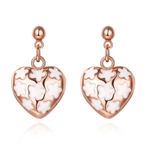 18K Rose Gold-Plated Heart Drop Earrings