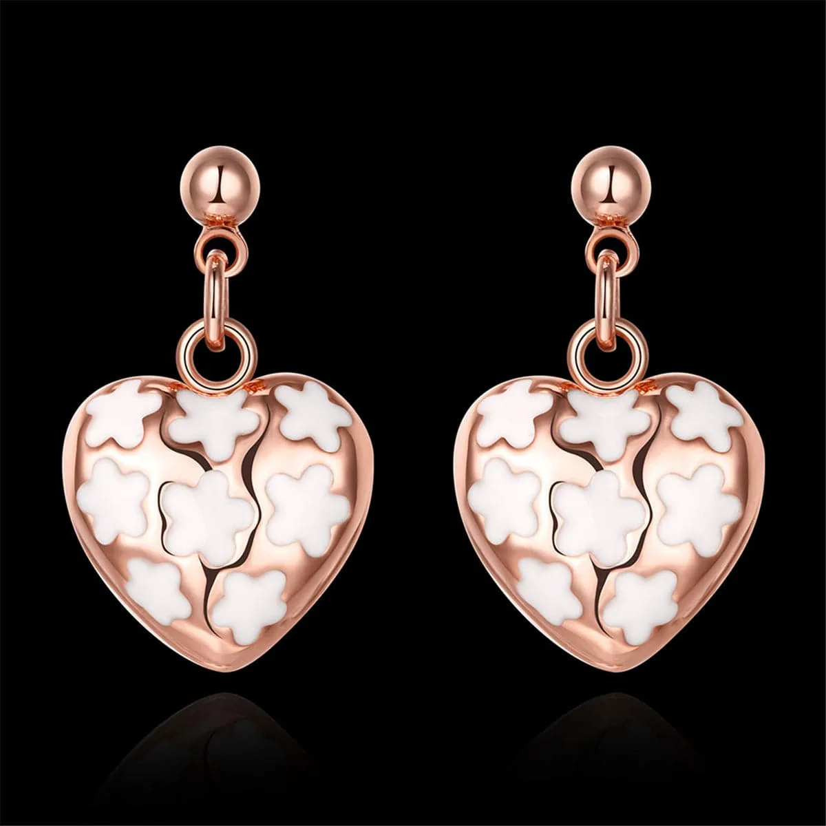 18K Rose Gold-Plated Heart Drop Earrings