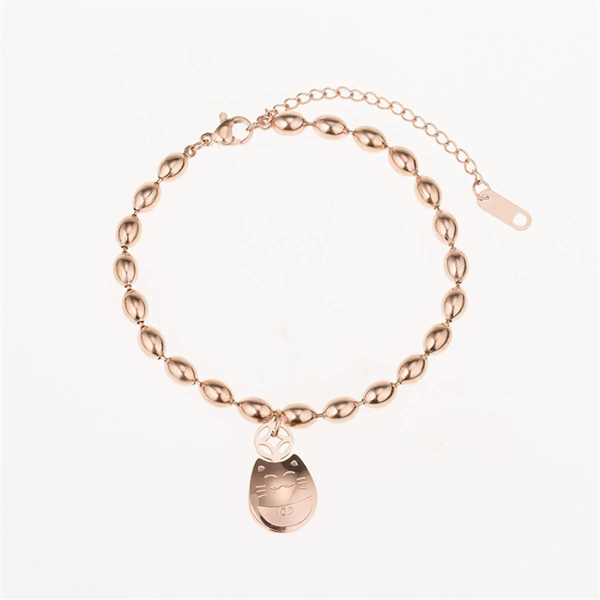 18K Rose Gold-Plated Kitty Long Bead Charm Bracelet