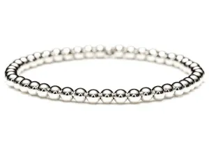 18k White Gold Ball Bead Stretch Bracelets, 3mm - 6mm, Men and Women's Bracelet