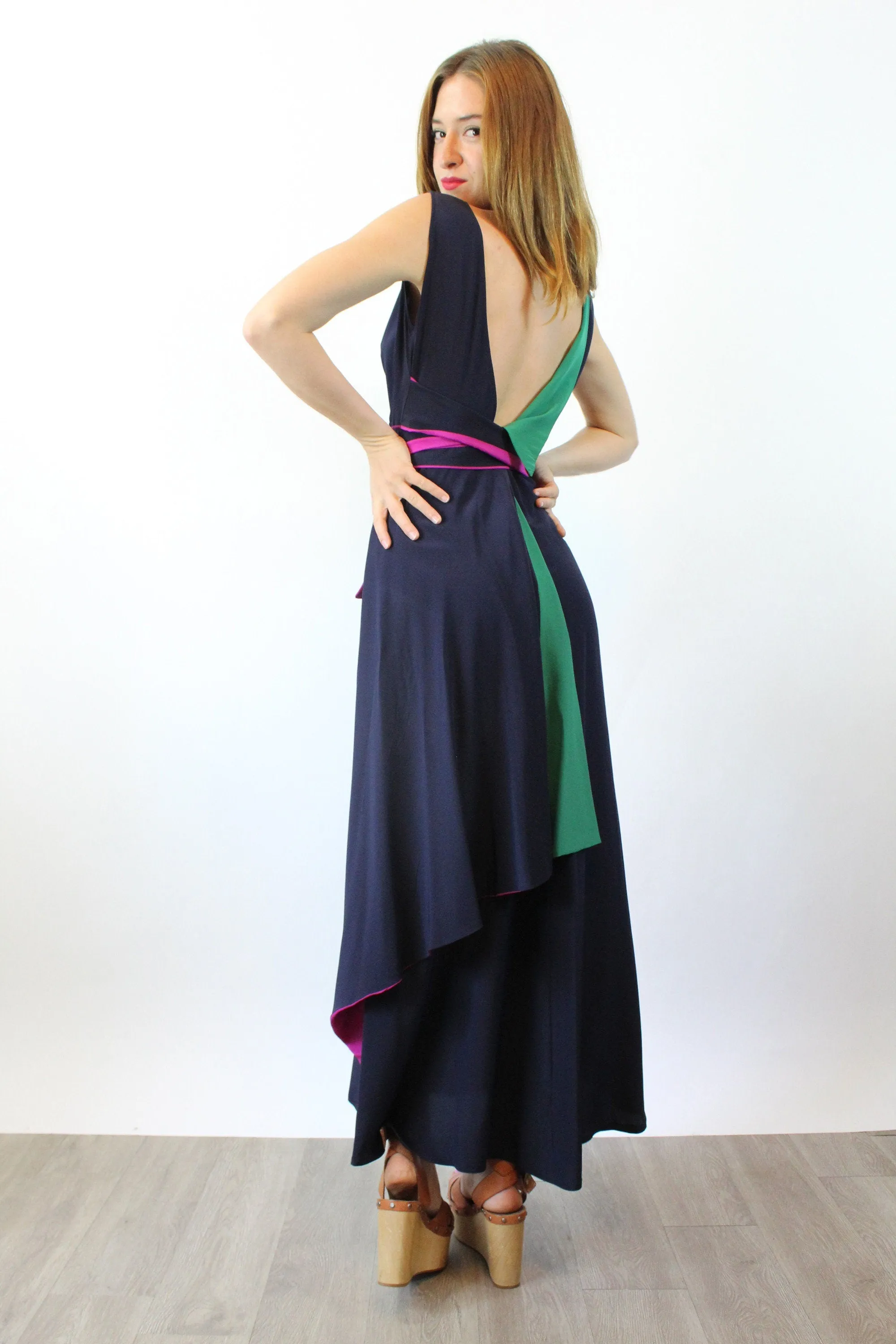 1970s CHLOE Karl Lagerfeld silk WRAP dress and shawl xs | new spring