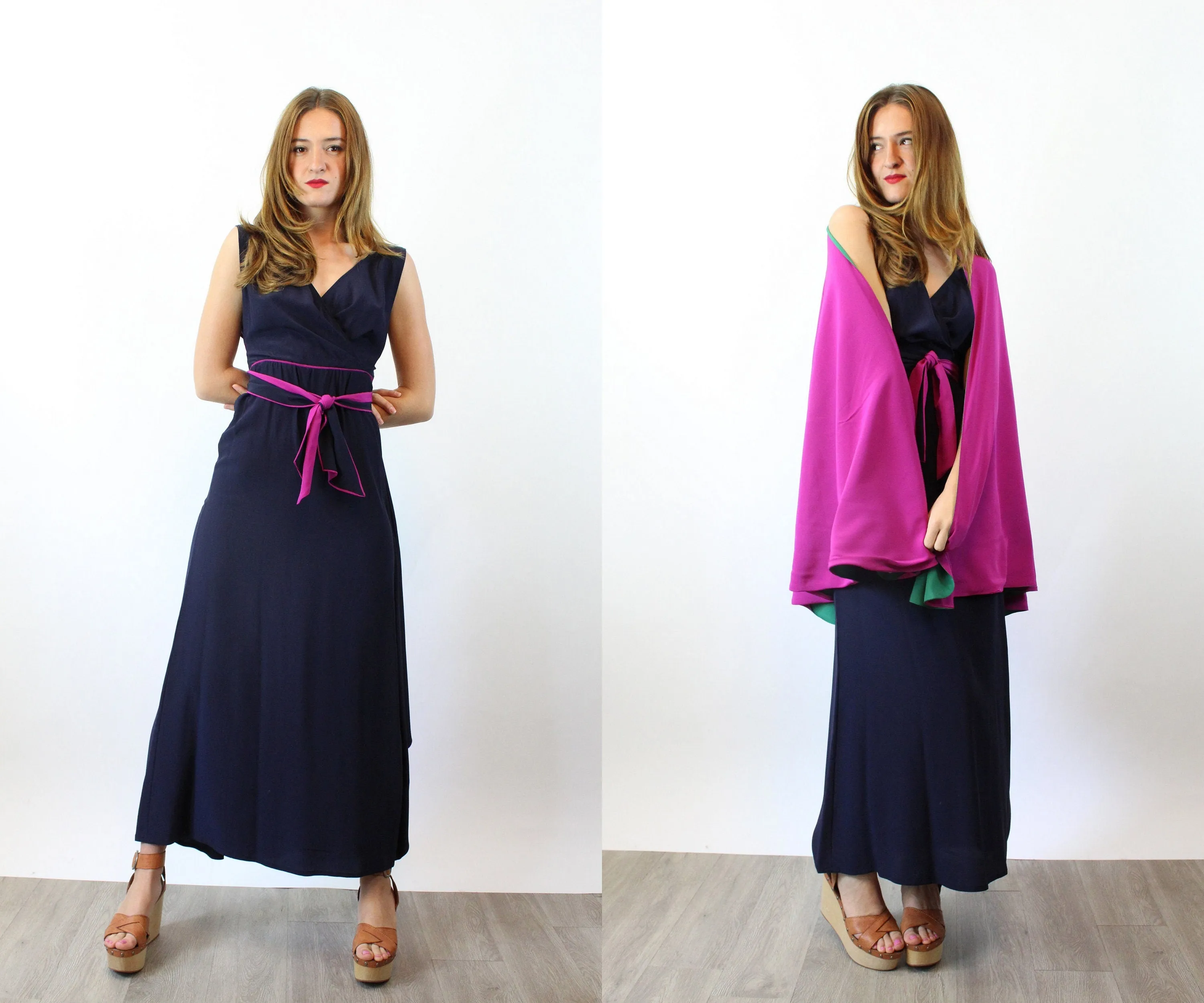 1970s CHLOE Karl Lagerfeld silk WRAP dress and shawl xs | new spring