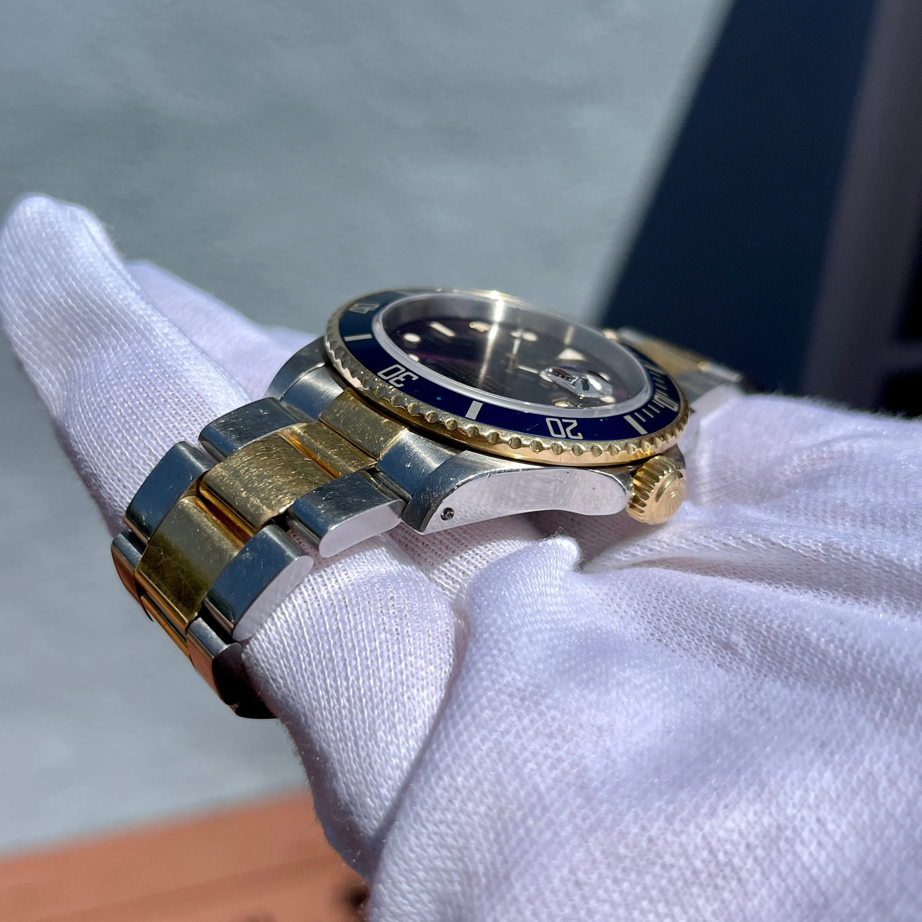 1988 Rolex Submariner Date 16613 Blue Purple Two Tone Oyster 18K Steel Wristwatch First Series