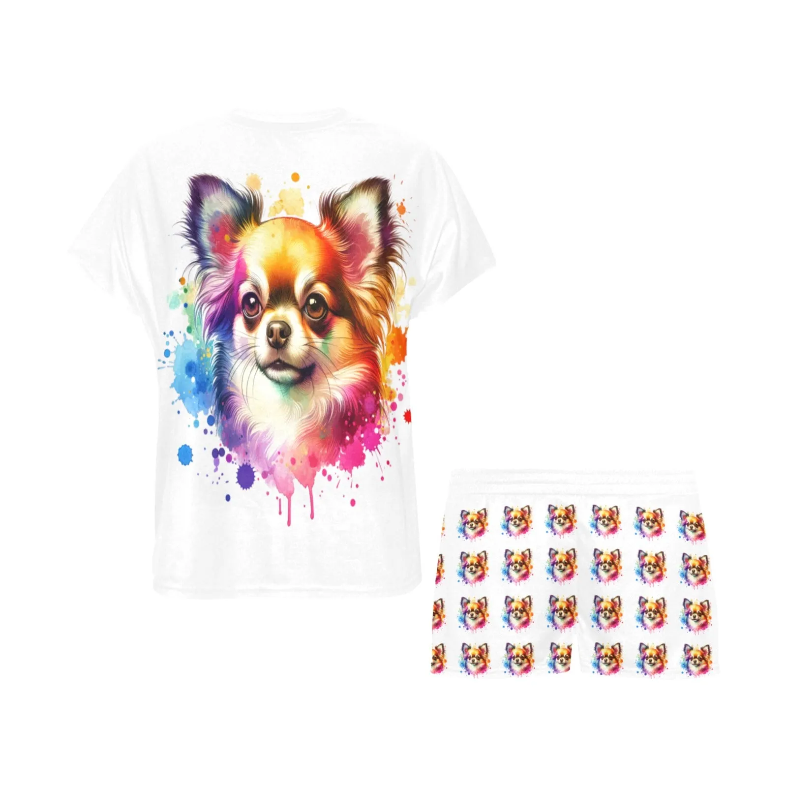 2 Piece Chihuahua PJ Set - Watercolor