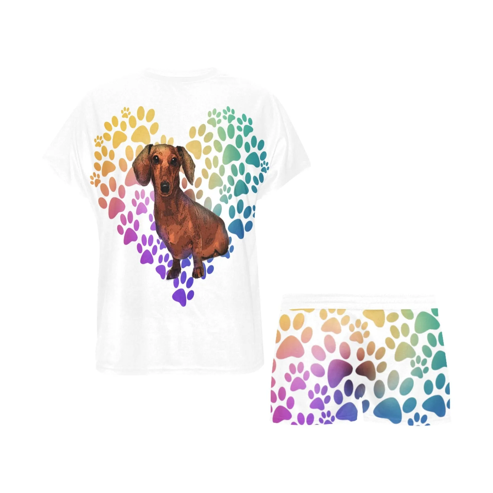 2 Piece Dachshund PJ Set - Heart