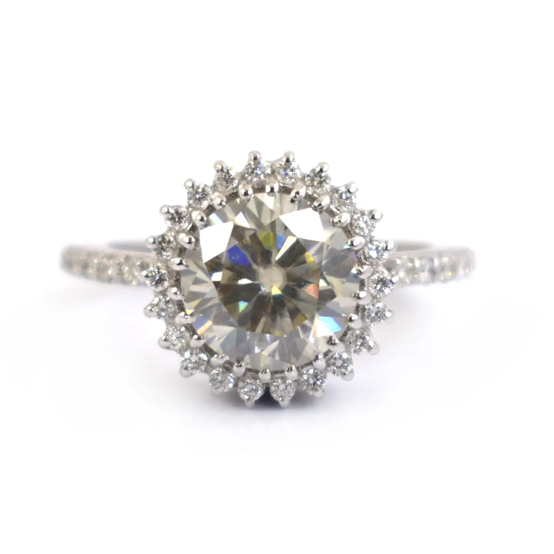 2.50 Ct Certified Gorgeous Off-White Diamond Ring with Diamond Accents, 100% Certified. Lovely Gift for Wife, Girlfriend