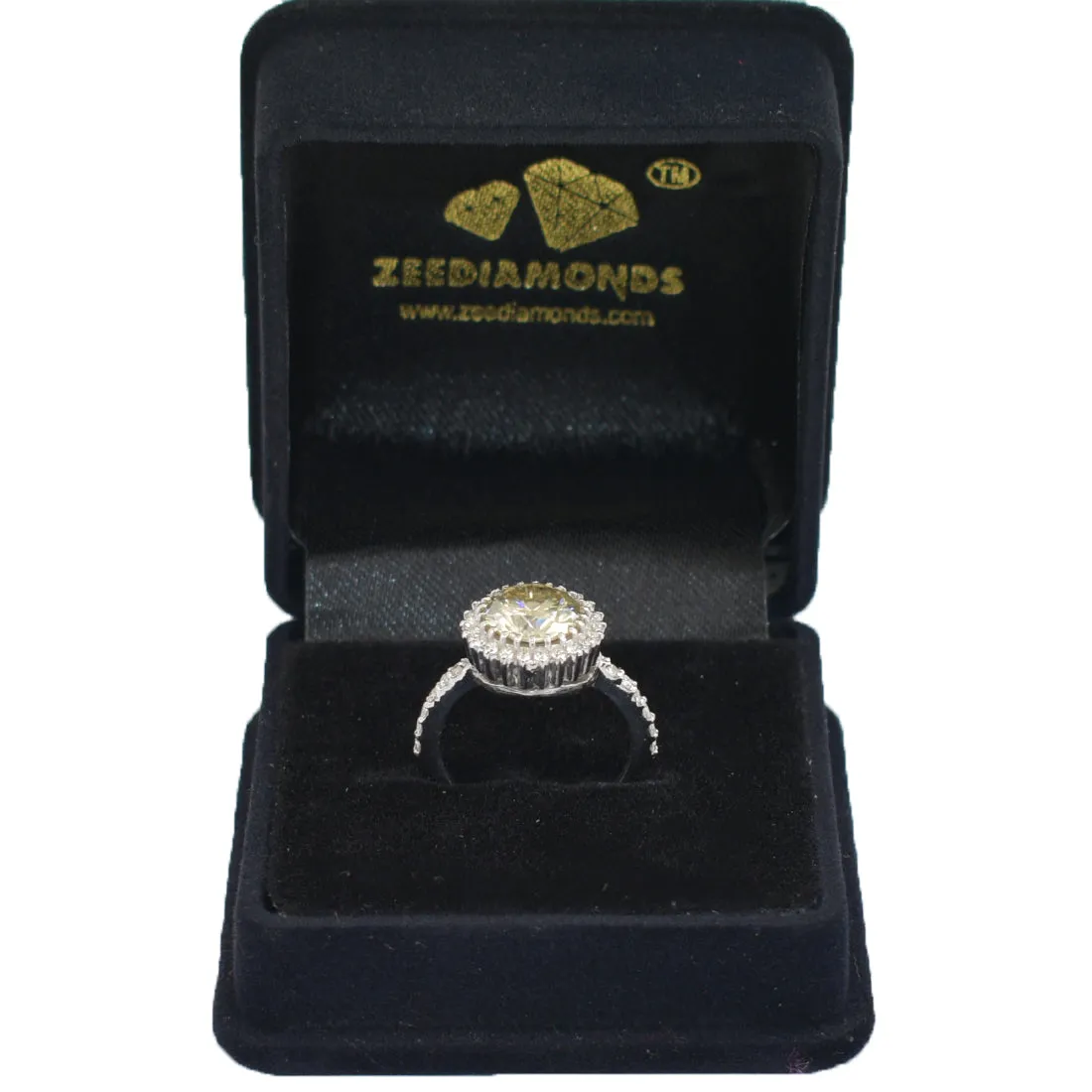 2.50 Ct Certified Gorgeous Off-White Diamond Ring with Diamond Accents, 100% Certified. Lovely Gift for Wife, Girlfriend