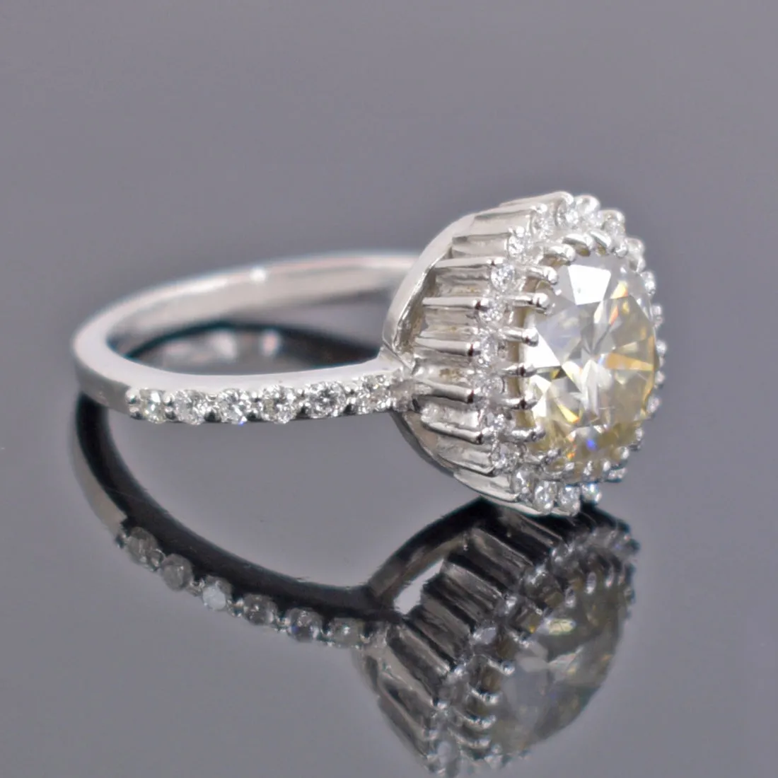 2.50 Ct Certified Gorgeous Off-White Diamond Ring with Diamond Accents, 100% Certified. Lovely Gift for Wife, Girlfriend