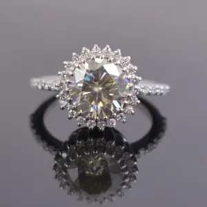2.50 Ct Certified Gorgeous Off-White Diamond Ring with Diamond Accents, 100% Certified. Lovely Gift for Wife, Girlfriend