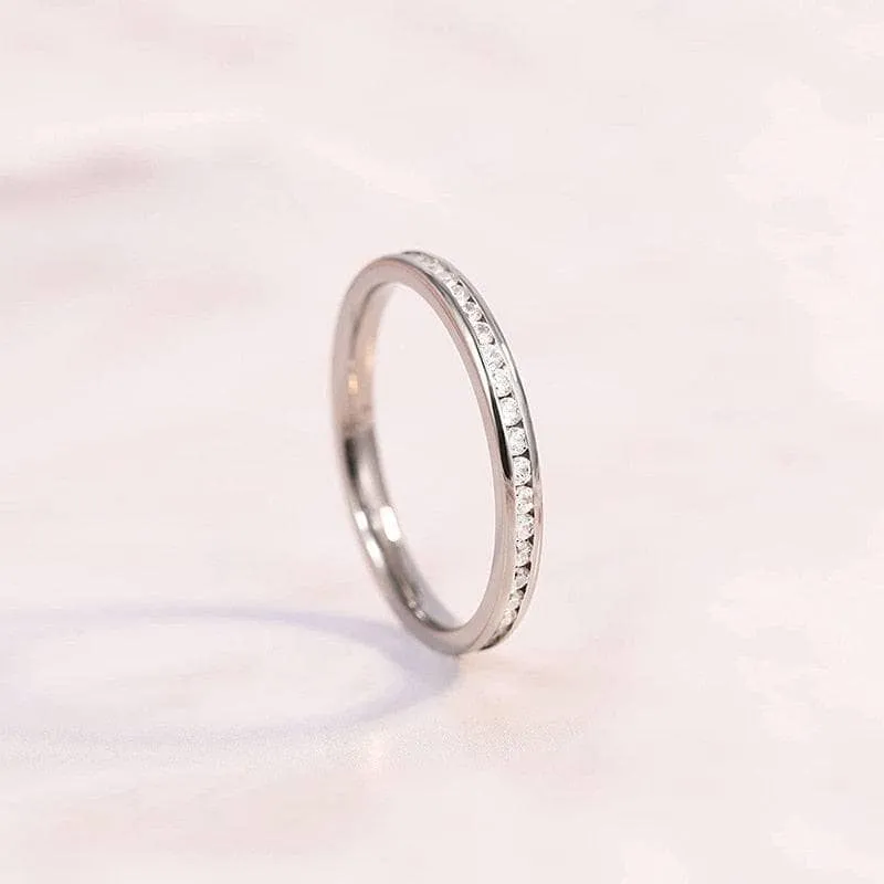 2mm Titanium Eternity Diamond Wedding Band