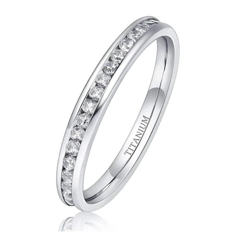 2mm Titanium Eternity Diamond Wedding Band