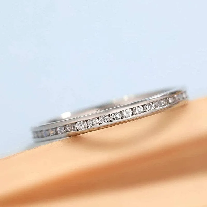 2mm Titanium Eternity Diamond Wedding Band