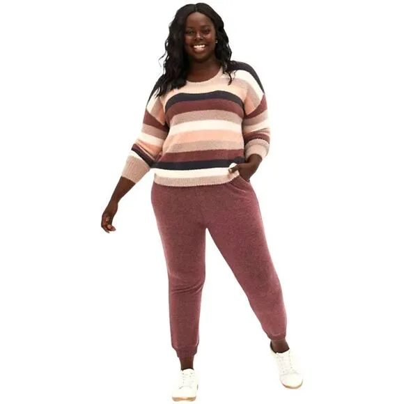 2X TORRID Plus Size Drop Shoulder Fuzzy Yarn Pullover Sweater.