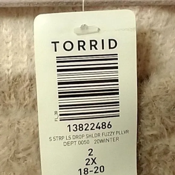 2X TORRID Plus Size Drop Shoulder Fuzzy Yarn Pullover Sweater.