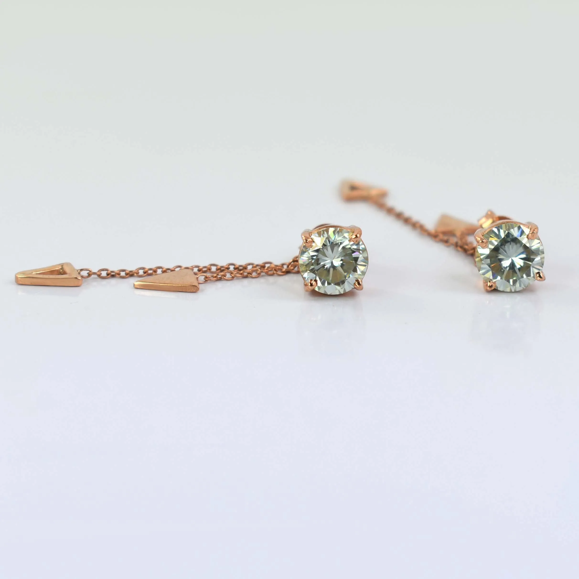 3 Ct Charming Off White Diamond Dangler Earrings with Hanging Style! Gorgeous Look & Great Shine! Gift For Birthday!