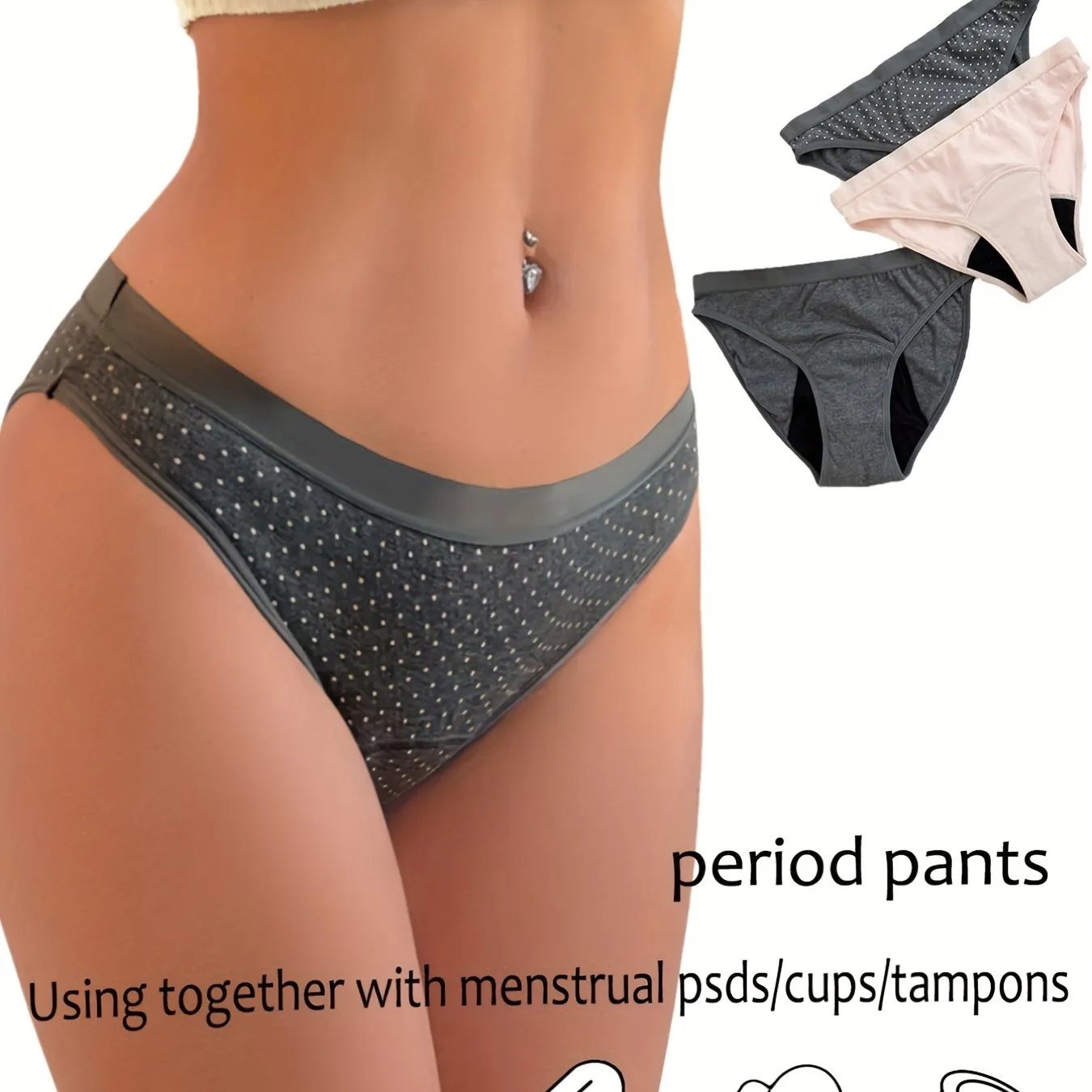 3 Pcs Women's Comfy Breathable Physiological Bikini Briefs, Water-absorbent Anti-leakage Sanitary Pants