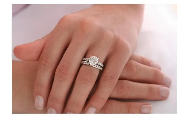3c Round Cut Wedding Ring Set Engagement Diamond Simulated CZ 925 Sterling Silver