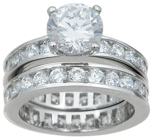 3c Round Cut Wedding Ring Set Engagement Diamond Simulated CZ 925 Sterling Silver