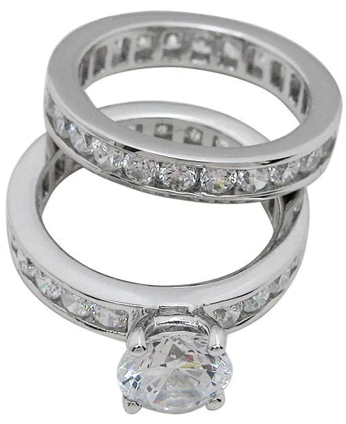 3c Round Cut Wedding Ring Set Engagement Diamond Simulated CZ 925 Sterling Silver