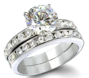 3c Round Cut Wedding Ring Set Engagement Diamond Simulated CZ 925 Sterling Silver