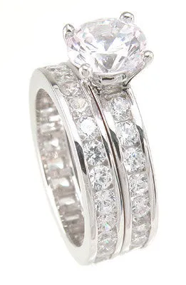 3c Round Cut Wedding Ring Set Engagement Diamond Simulated CZ 925 Sterling Silver