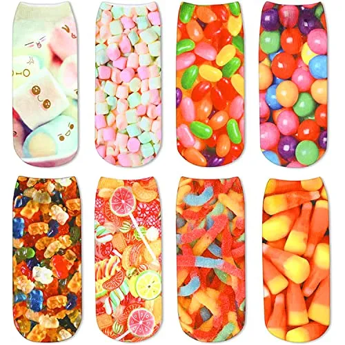 3D Print Socks for Women Candy Sock, Novelty Candy Gifts For Candy Lovers, Anniversary Gift For Her, Gift For Mom, Funny Food Socks, Womens Low Cut Socks