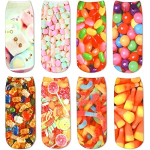3D Print Socks for Women Candy Sock, Novelty Candy Gifts For Candy Lovers, Anniversary Gift For Her, Gift For Mom, Funny Food Socks, Womens Low Cut Socks