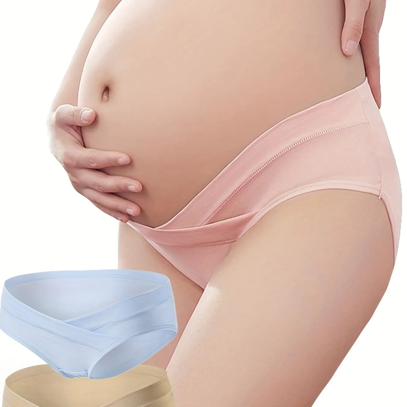 3pcs Women's Low Waist Maternity Panties, Comfortable Breathable Underwear Pants For Pregnancy Tummy Support